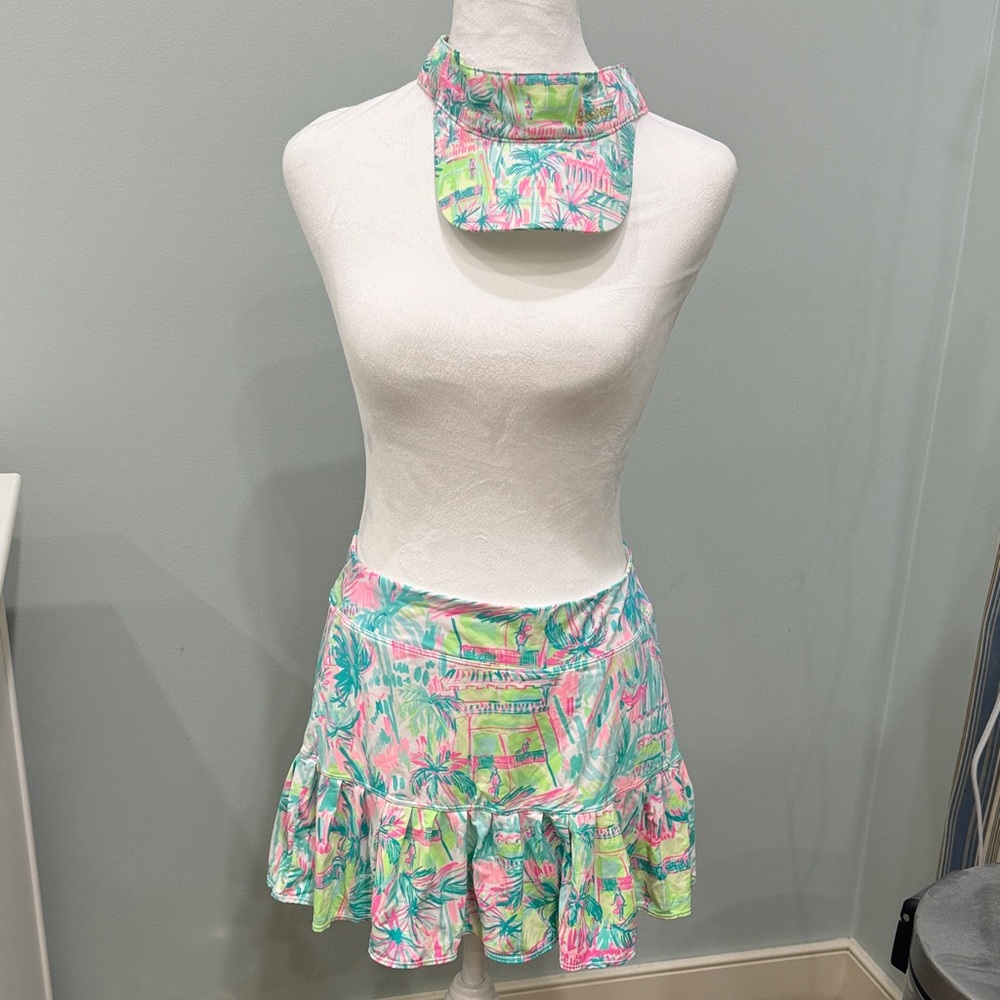 Lilly Pulitzer Tennis print Skirt and Visor Set